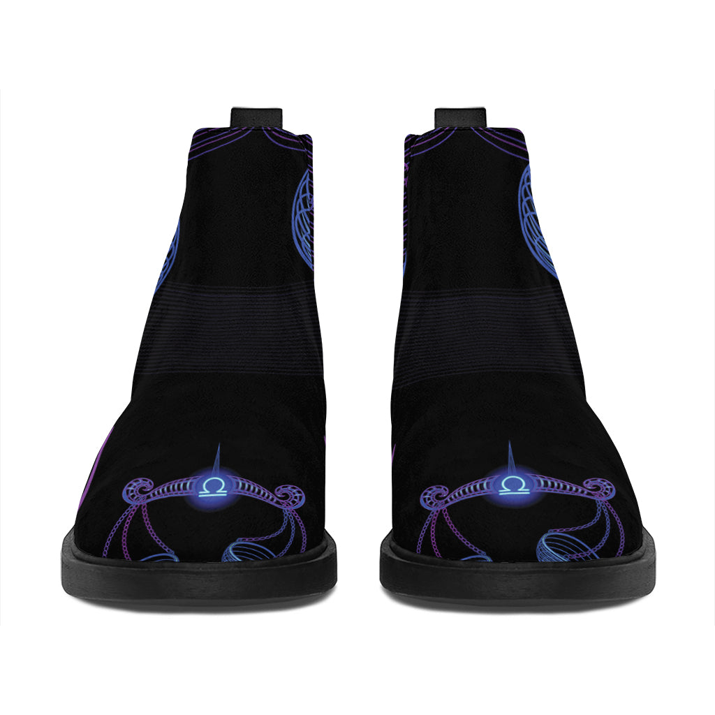 Libra And Astrological Signs Print Flat Ankle Boots