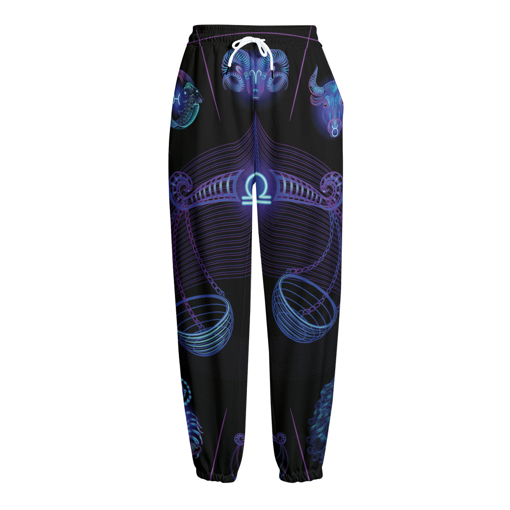 Libra And Astrological Signs Print Fleece Lined Knit Pants