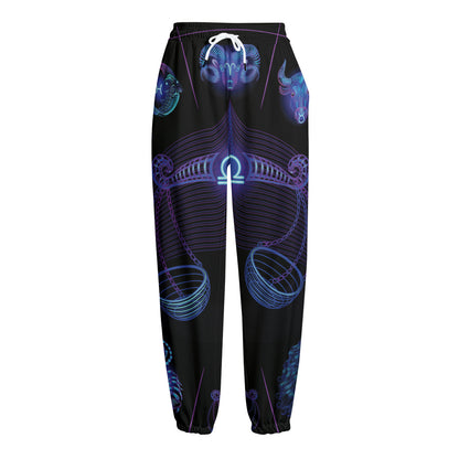 Libra And Astrological Signs Print Fleece Lined Knit Pants
