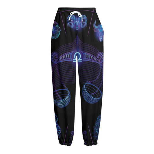 Libra And Astrological Signs Print Fleece Lined Knit Pants