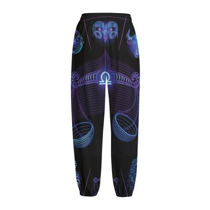 Libra And Astrological Signs Print Fleece Lined Knit Pants