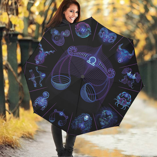 Libra And Astrological Signs Print Foldable Umbrella