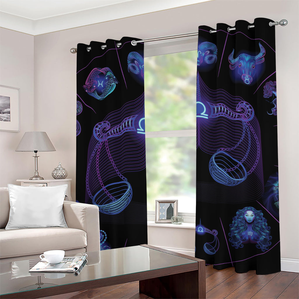 Libra And Astrological Signs Print Grommet Curtains