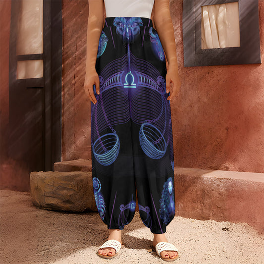 Libra And Astrological Signs Print Harem Pants