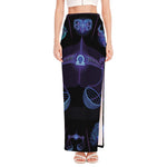 Libra And Astrological Signs Print High Slit Maxi Skirt