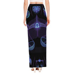 Libra And Astrological Signs Print High Slit Maxi Skirt