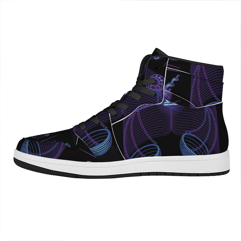 Libra And Astrological Signs Print High Top Leather Sneakers