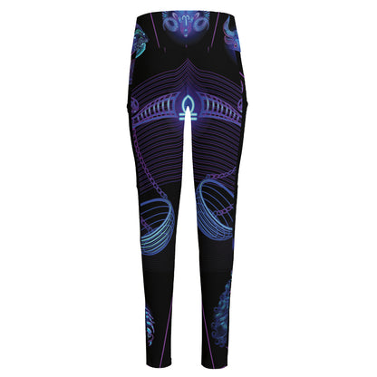 Libra And Astrological Signs Print High-Waisted Pocket Leggings