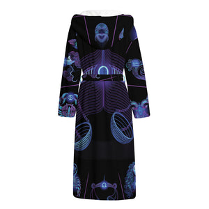 Libra And Astrological Signs Print Hooded Bathrobe