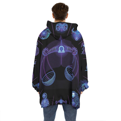 Libra And Astrological Signs Print Hoodie Blanket