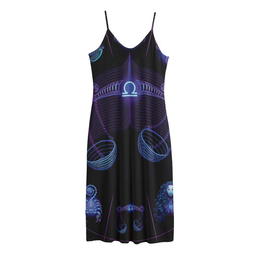 Libra And Astrological Signs Print Jersey Midi Cami Dress