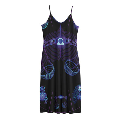 Libra And Astrological Signs Print Jersey Midi Cami Dress
