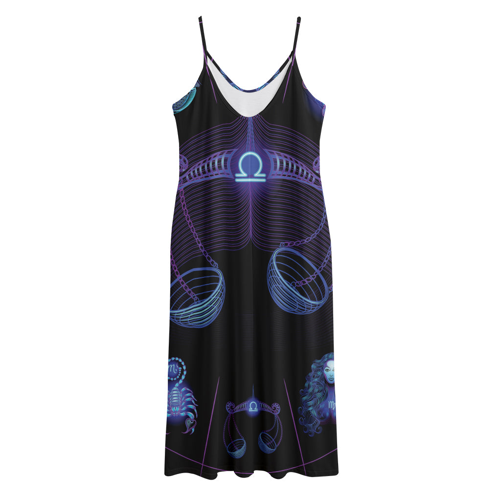 Libra And Astrological Signs Print Jersey Midi Cami Dress