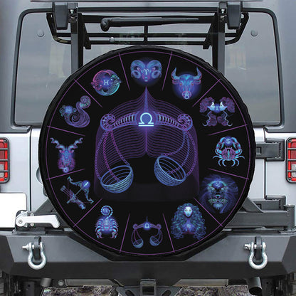 Libra And Astrological Signs Print Leather Spare Tire Cover