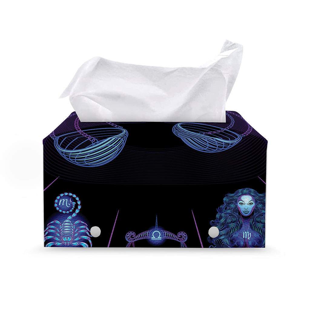 Libra And Astrological Signs Print Leather Tissue Box Cover