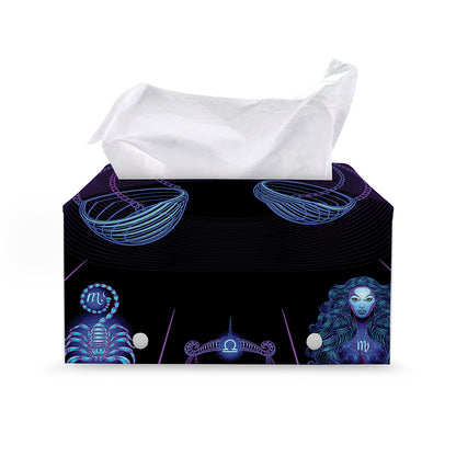 Libra And Astrological Signs Print Leather Tissue Box Cover