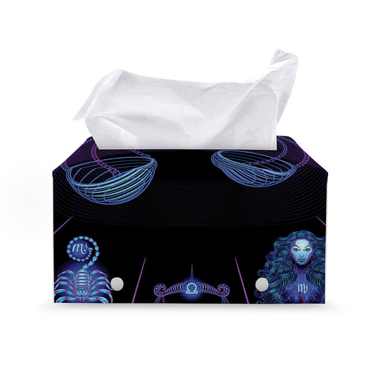 Libra And Astrological Signs Print Leather Tissue Box Cover