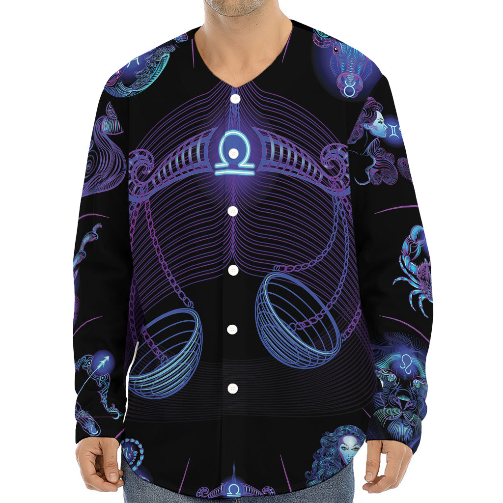 Libra And Astrological Signs Print Long Sleeve Baseball Jersey