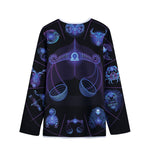 Libra And Astrological Signs Print Long Sleeve Short Coat