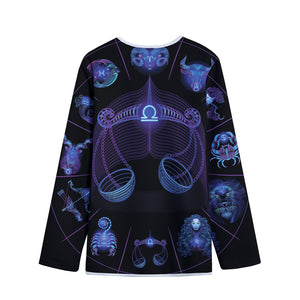 Libra And Astrological Signs Print Long Sleeve Short Coat