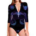 Libra And Astrological Signs Print Long Sleeve Swimsuit