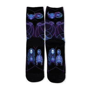 Libra And Astrological Signs Print Long Socks