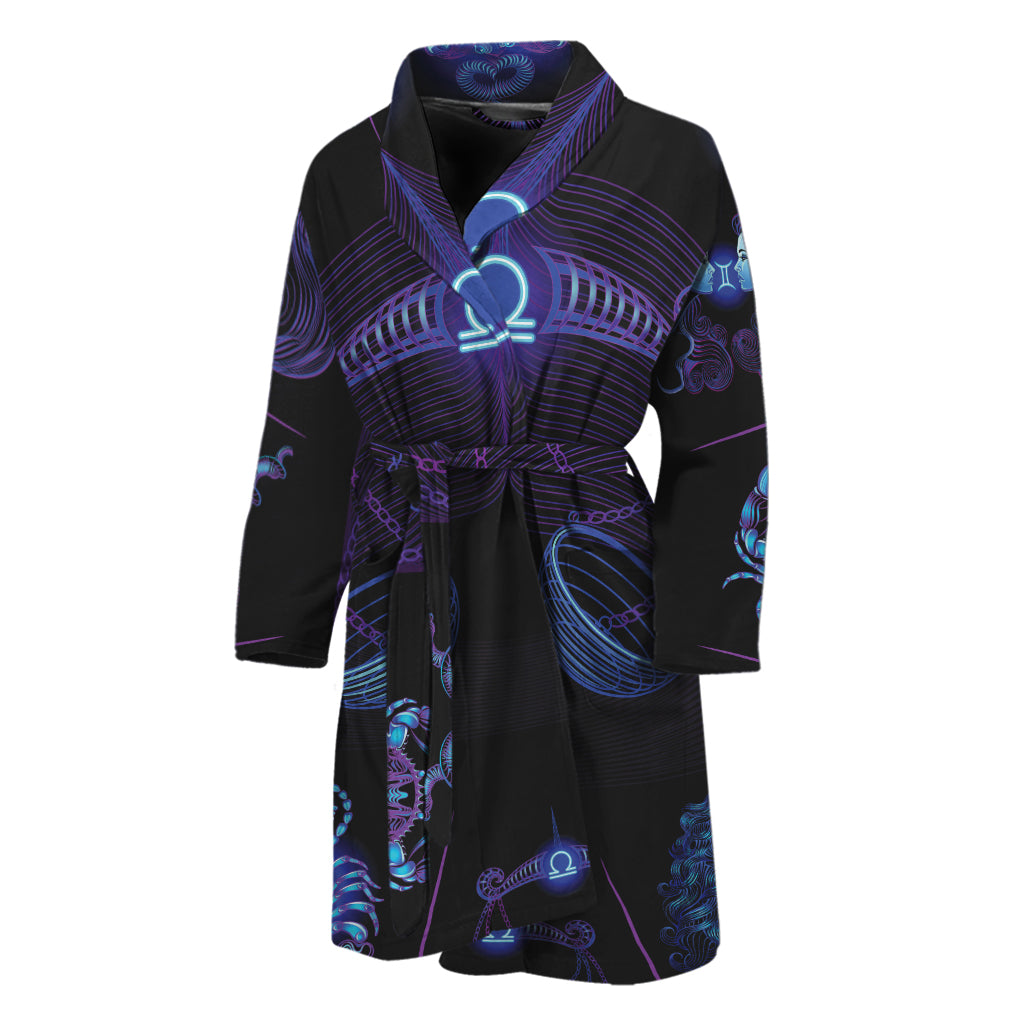 Libra And Astrological Signs Print Men's Bathrobe