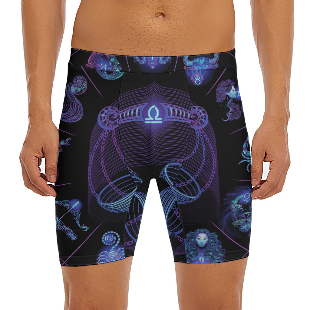 Libra And Astrological Signs Print Men's Long Boxer Briefs