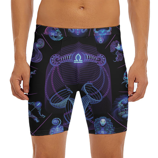 Libra And Astrological Signs Print Men's Long Boxer Briefs