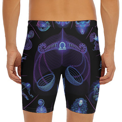 Libra And Astrological Signs Print Men's Long Boxer Briefs