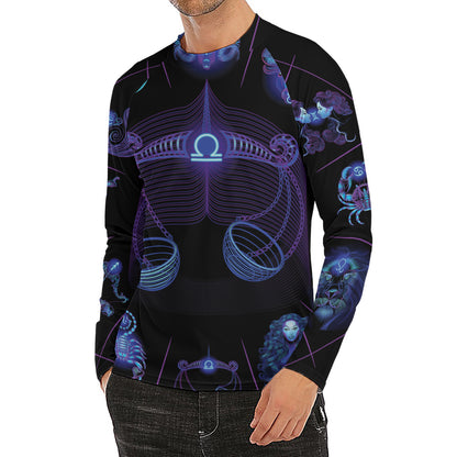 Libra And Astrological Signs Print Men's Long Sleeve Rash Guard