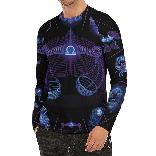 Libra And Astrological Signs Print Men's Long Sleeve Rash Guard