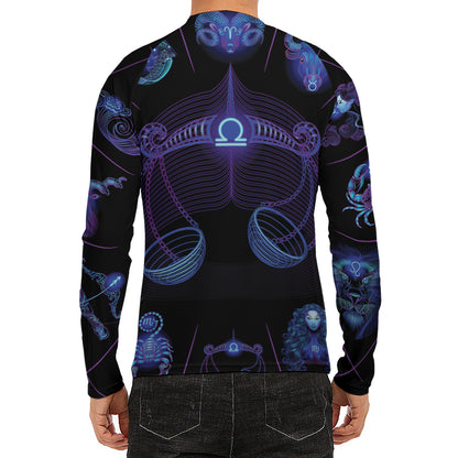 Libra And Astrological Signs Print Men's Long Sleeve Rash Guard