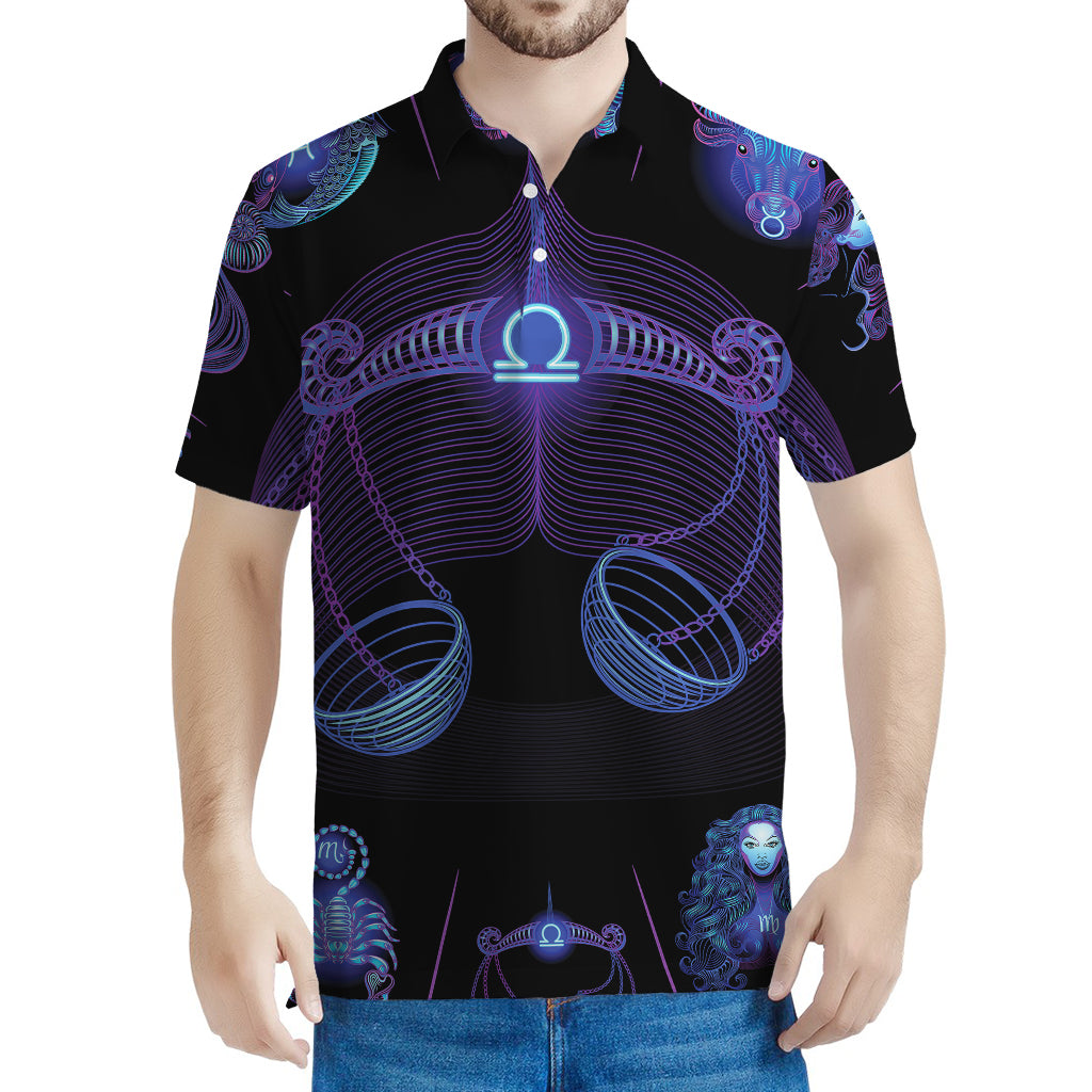 Libra And Astrological Signs Print Men's Polo Shirt