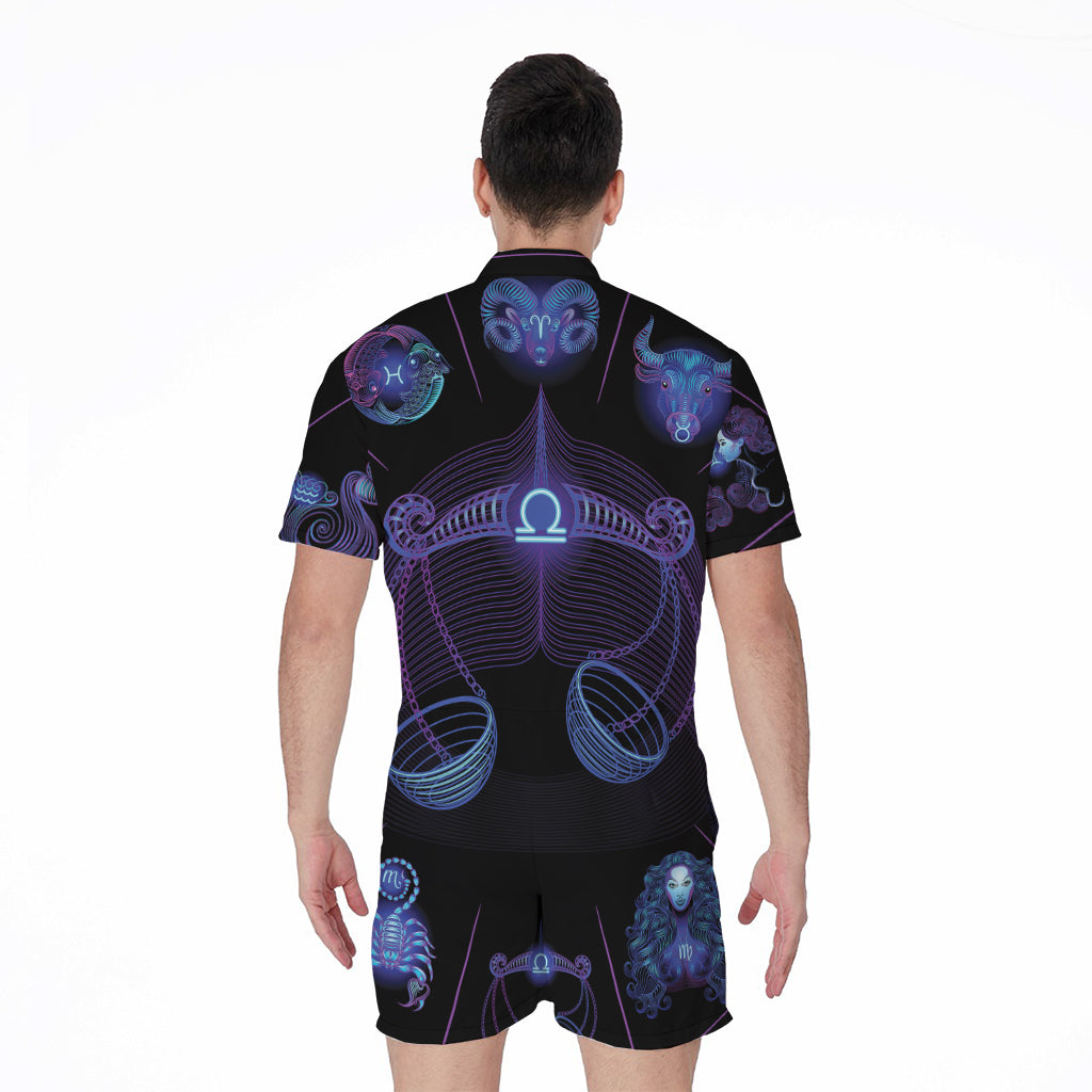 Libra And Astrological Signs Print Men's Rompers