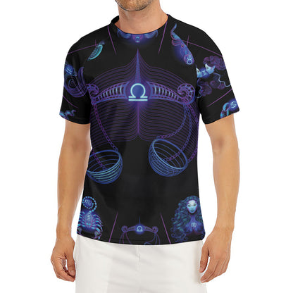 Libra And Astrological Signs Print Men's Short Sleeve Rash Guard