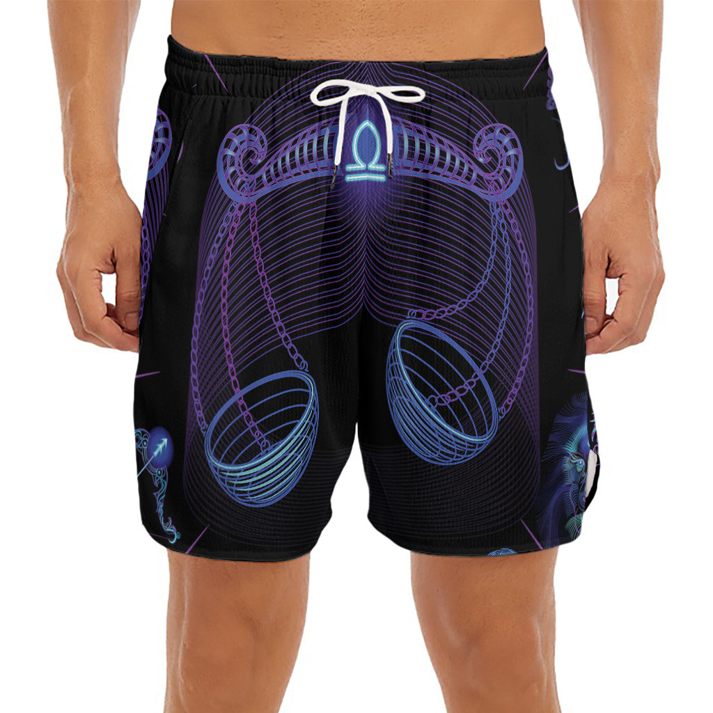 Libra And Astrological Signs Print Men's Split Running Shorts
