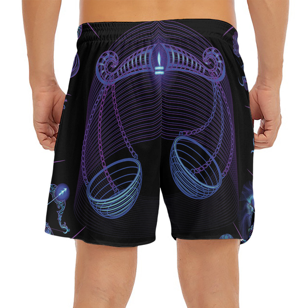 Libra And Astrological Signs Print Men's Split Running Shorts