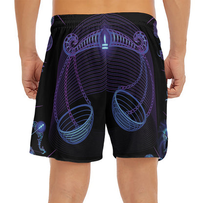 Libra And Astrological Signs Print Men's Split Running Shorts