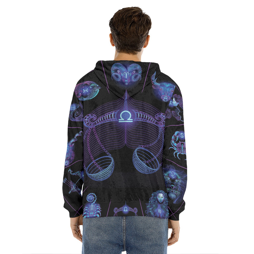 Libra And Astrological Signs Print Men's Velvet Pullover Hoodie