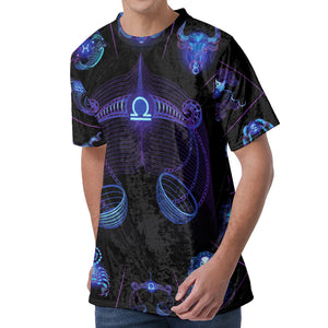 Libra And Astrological Signs Print Men's Velvet T-Shirt