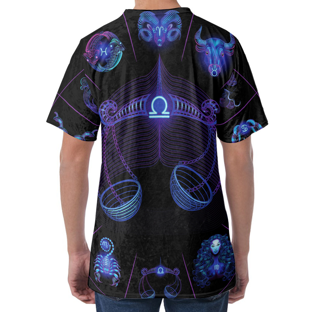 Libra And Astrological Signs Print Men's Velvet T-Shirt