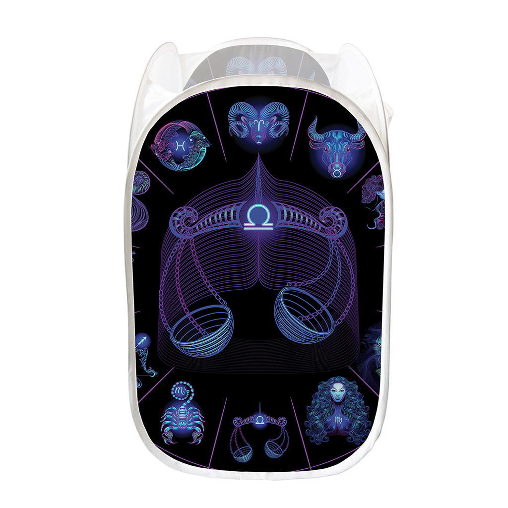 Libra And Astrological Signs Print Mesh Laundry Hamper