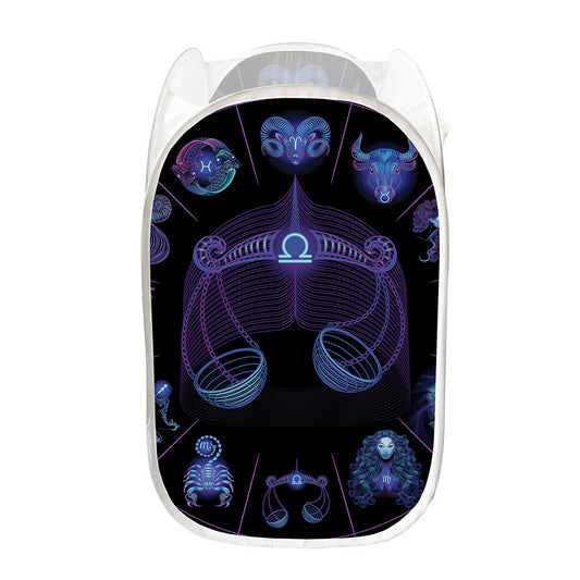 Libra And Astrological Signs Print Mesh Laundry Hamper