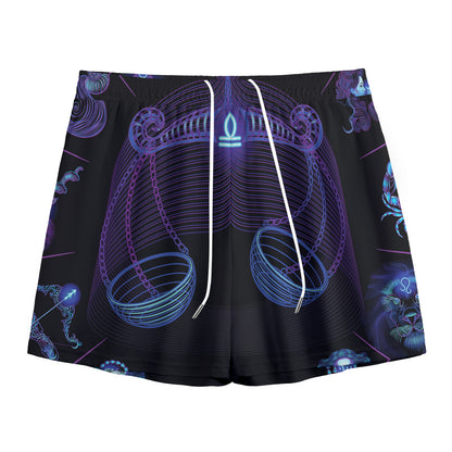 Libra And Astrological Signs Print Mesh Shorts