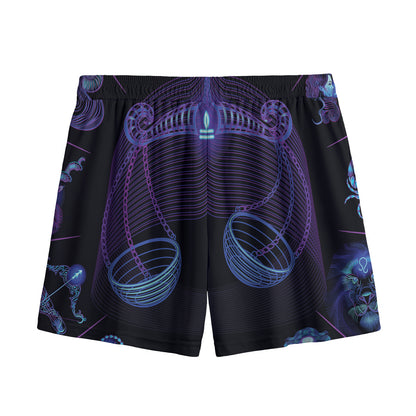 Libra And Astrological Signs Print Mesh Shorts