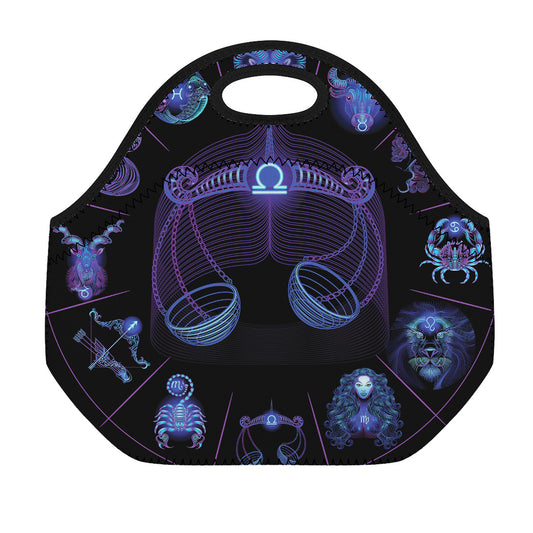 Libra And Astrological Signs Print Neoprene Lunch Bag