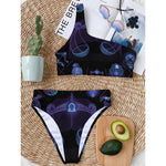 Libra And Astrological Signs Print One Shoulder Bikini Top