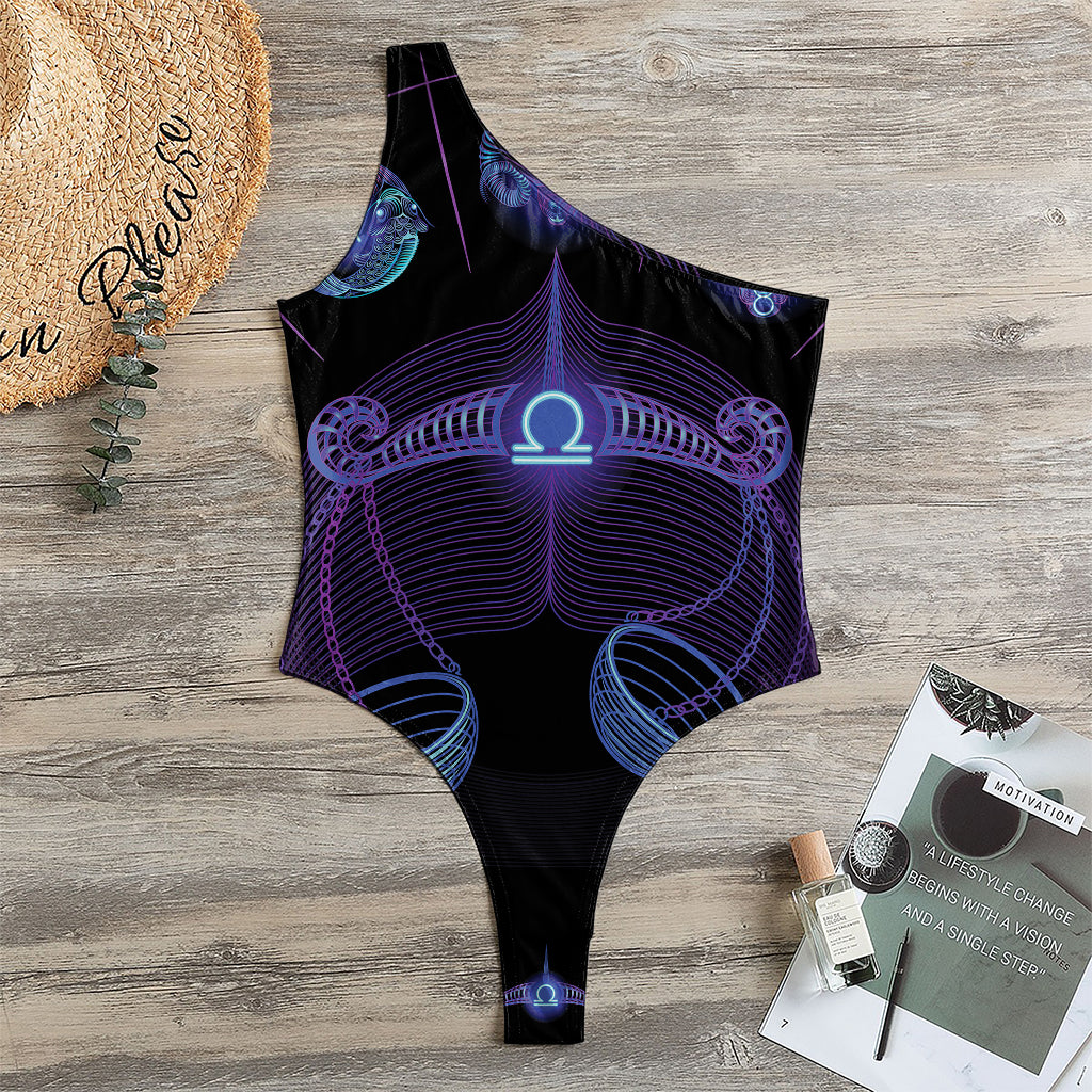 Libra And Astrological Signs Print One Shoulder Bodysuit