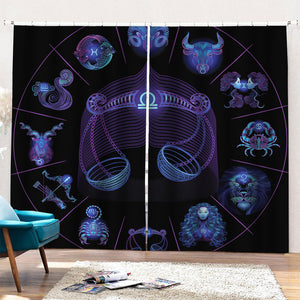 Libra And Astrological Signs Print Pencil Pleat Curtains